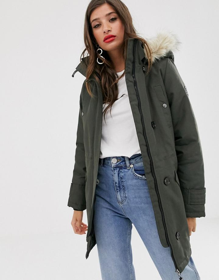 Vero Moda Faux Fur Hooded Parka-green