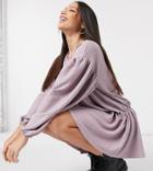 Asos Design Tall Oversized Seam Front Detail Mini Dress In Purple Ash