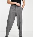 New Look Loose Fit Pleated Smart Pants In Gray Windowpane Check