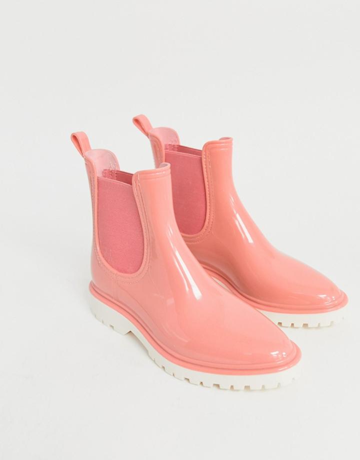 Asos Design Gentle Chunky Chelsea Rain Boots - Pink