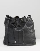Reclaimed Vintage Leather Bucket Bag - Black