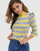Asos Design Prairie Jacquard Sweater - Multi