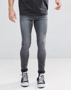 Asos Extreme Super Skinny Jeans In Smokey Dark Blue - Blue