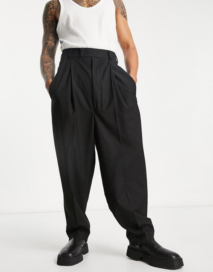 Asos Design Extreme Balloon Suit Pants In Black