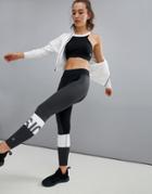 Asics Training Color Block Legging In Black And White - Multi