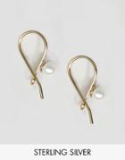 Asos Gold Plated Sterling Silver Mini Pearl Through Earrings - Gold