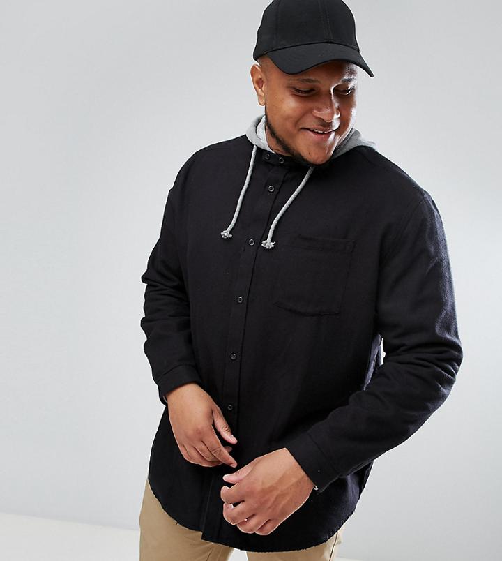 Asos Plus Oversized Hooded Shirt - Black