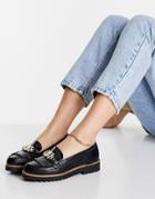 River Island Chunky Branded Loafer Shoe In Black