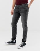 Jack & Jones Intelligence Tapered Slim Fit Jeans In Washed Black - Black