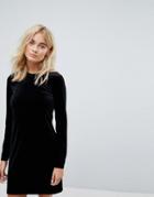 Weekday Velvet T-shirt Dress - Black