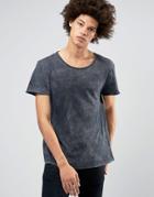 Weekday Jon Acid Wash T-shirt Roll Sleeve - Black