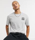 Jack & Jones Originals Oversize T-shirt With Tiger Back Print In Gray Exclusive At Asos-grey
