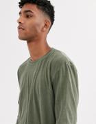 Reclaimed Vintage Oversized Long Sleeve T-shirt In Khaki-green