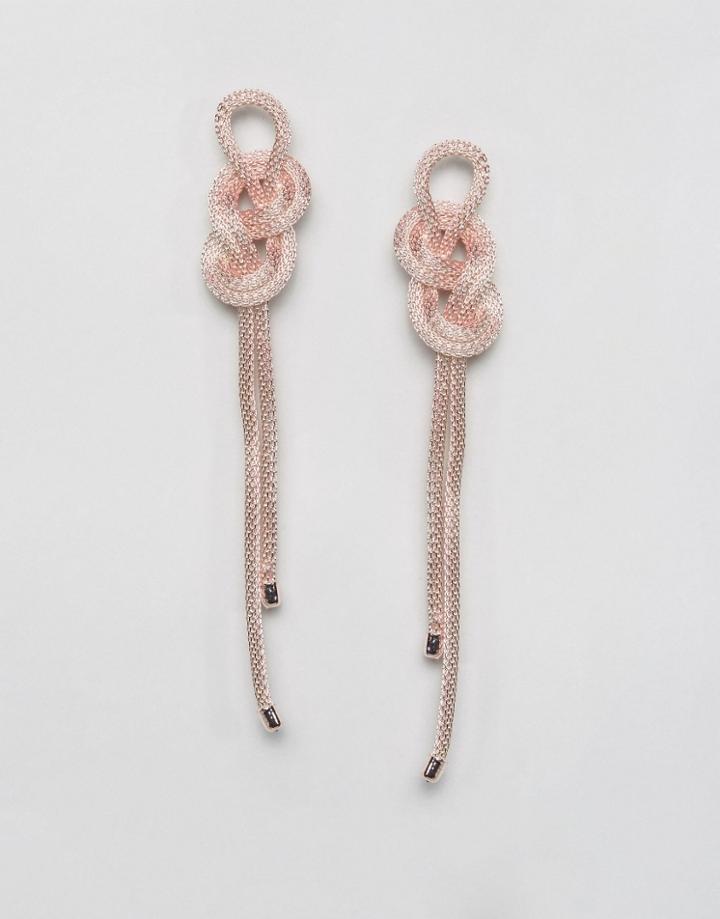 Asos Knot Chain Earrings - Pink