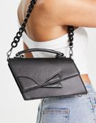 Topshop Cai Tonal Shoulder Bag In Black