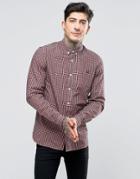Fred Perry Shirt In Tri Color Check In England Red In Slim Fit - Red