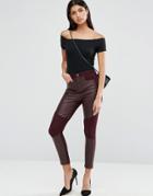 Asos Skinny Pants With Coated Front Panels - Multi