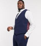 Asos Design Plus Super Skinny Suit Vest In Four Way Stretch In Navy