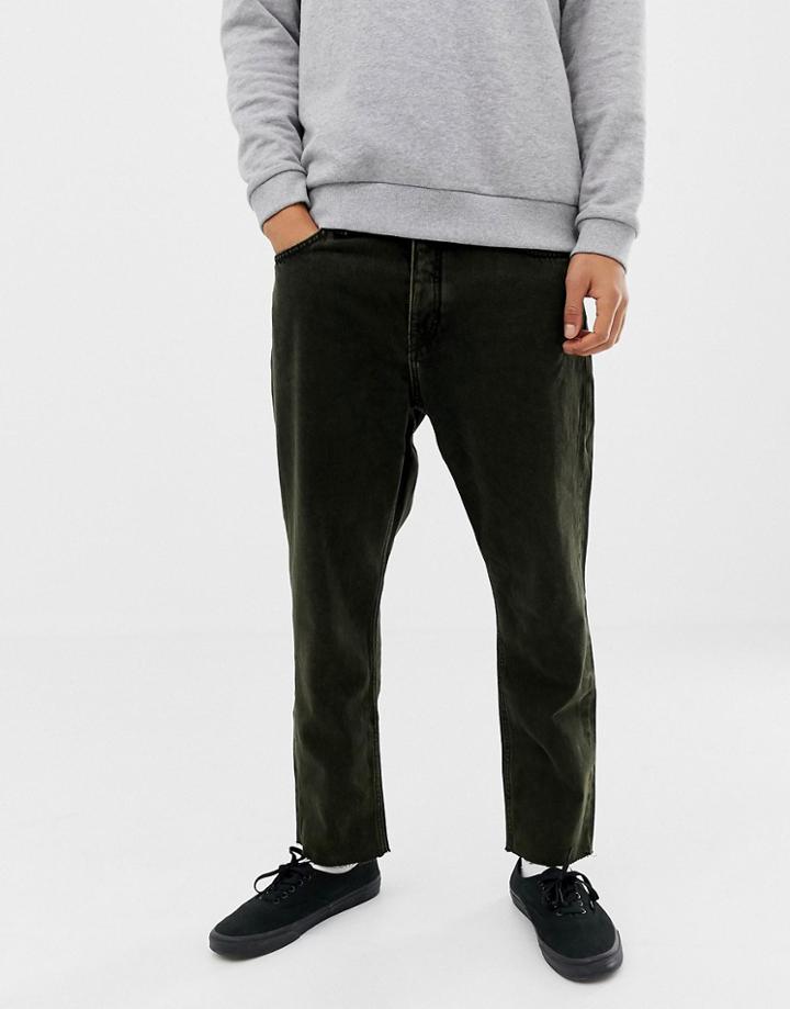 Cheap Monday Tapered Cropped Fit Jeans In Black And Yellow Tint - Blue