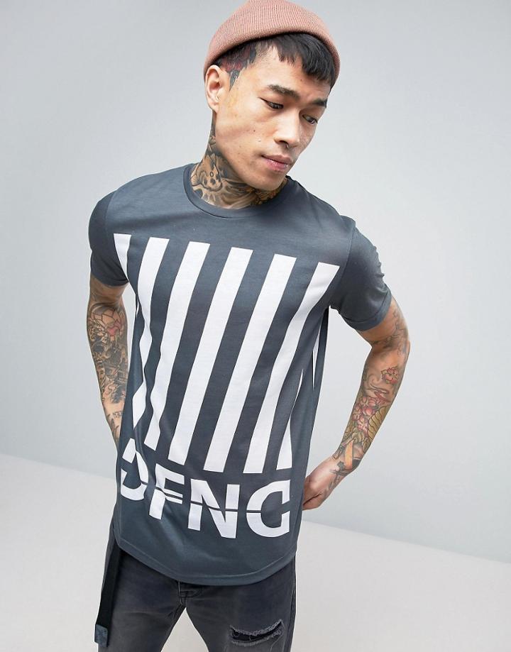 Dfnd Grid Print T-shirt - Black