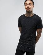 Asos Longline Muscle T-shirt With All Over Silver Speckle Print - Black