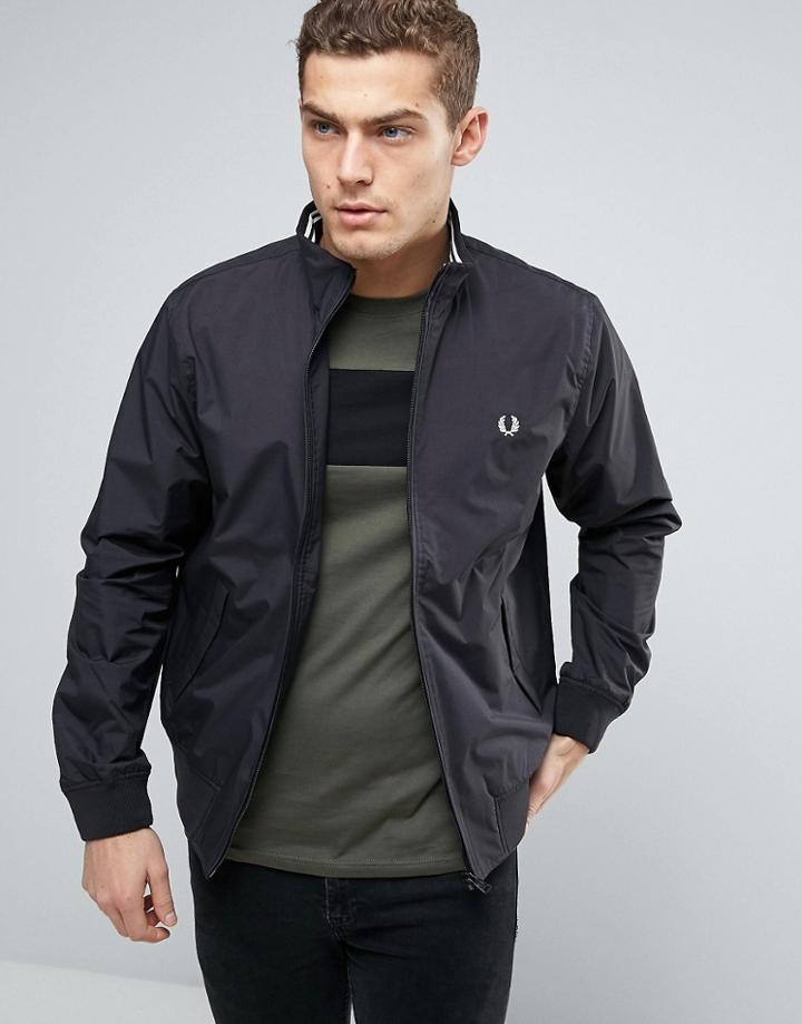 Fred Perry Brentham Harrington Jacket In Black - Black