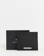 Armani Exchange Grain Leather Coin Wallet In Black - Black