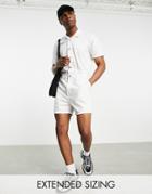 Asos Design Short Denim Coveralls In White