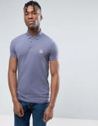 Boss Orange By Hugo Boss Slim Polo Stretch Pique In Blue - Blue