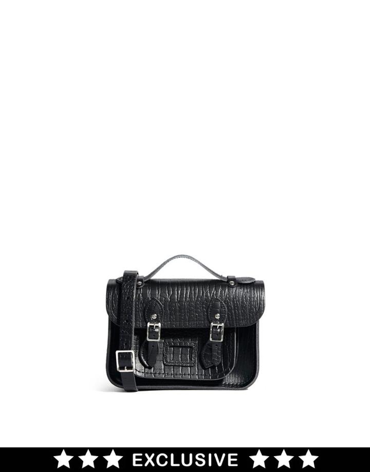Cambridge Mini Satchel Exclusive To Asos Black Croc Print Leather 9" Satchel