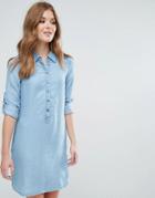 Lavand Long Sleeve Shirt Dress - Blue