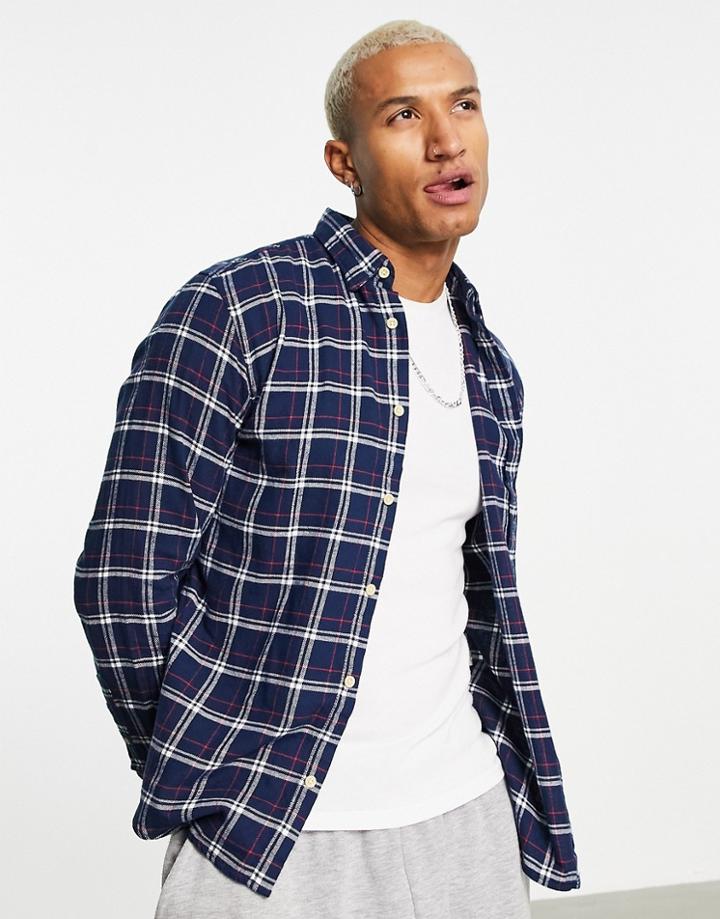 Jack & Jones Originals Brushed Check Shirt In Blue-blues
