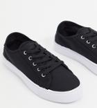 Asos Design Wide Fit Dizzy Lace Up Sneakers In Black