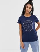 Daisy Street Relaxed T-shirt With Astrology Print - Navy