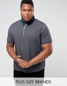 Another Influence Plus Pique Polo With Contrast Polo - Navy
