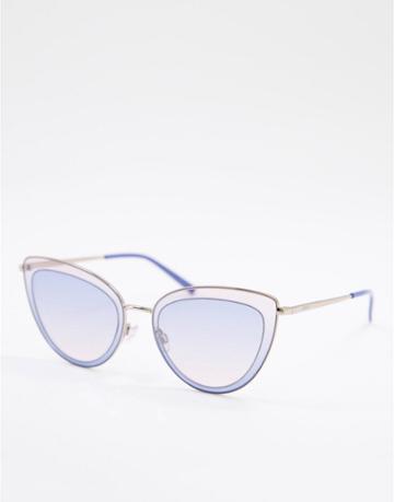 M Missoni Cat Eye Sunglasses In Clear And Purple-blues
