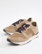 Tommy Hilfiger Tonal Logo Suede Mix Runner Sneakers In Taupe - Beige