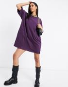 Asos Design Oversized T-shirt Dress In Dark Purple