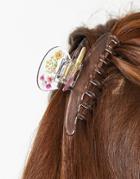 Asos Design Hair Claw In Trapped Flower Design-multi