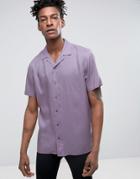 Asos Regular Fit Viscose Shirt With Revere Collar In Lilac - Purple