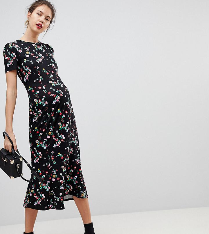 Asos Maternity City Maxi Tea Dress In Floral Print - Multi