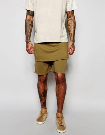 Underated Sweat Shorts With Layering - Khaki