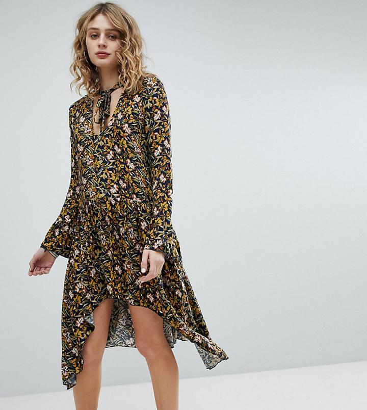 Milk It Vintage Tie Neck Midi Dress - Multi