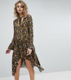 Milk It Vintage Tie Neck Midi Dress - Multi