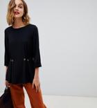 River Island Blouse With Button Front Detail In Black - Black