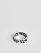 Asos Design Thumb Ring With Emboss In Burnished Silver - Silver