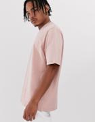 Asos White Loose Fit Heavyweight T-shirt In Rose-pink