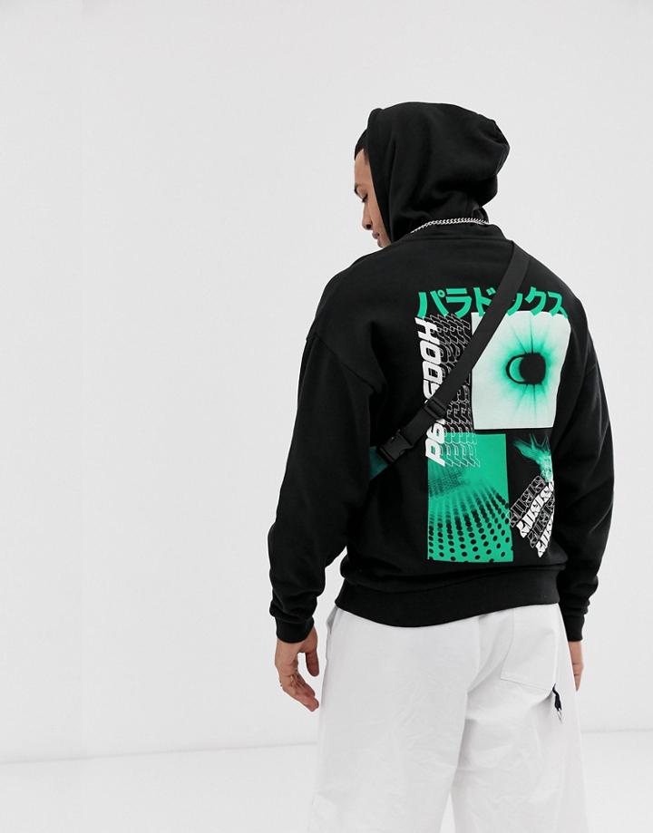 Asos Design Oversized Hoodie With Back Print-black