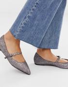 Asos Design Lucas Mary Jane Ballet Flats In Glitter