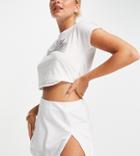 Asyou Split Front Jersey Mini Skirt In White